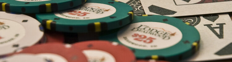 Casino poker chips with cards